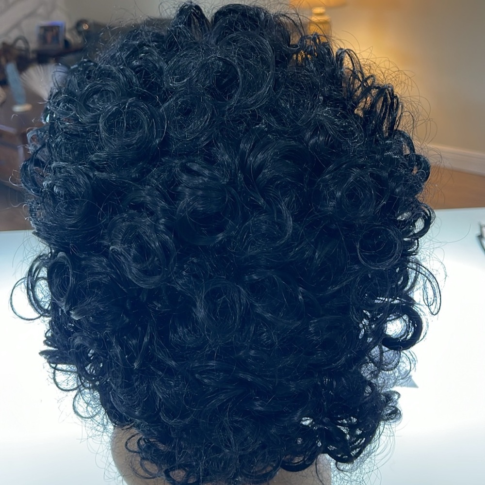 HAIR, Curly Bob with Bangs, Jet black - Picture 6 of 12